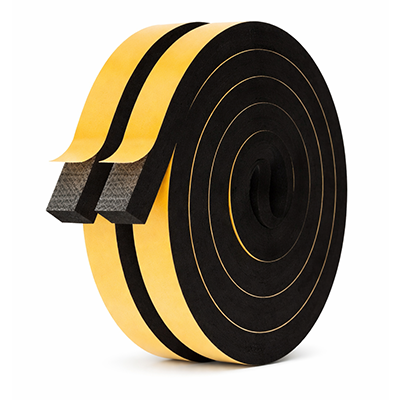 Black Neoprene Foam Tape With Threaded Adhesive